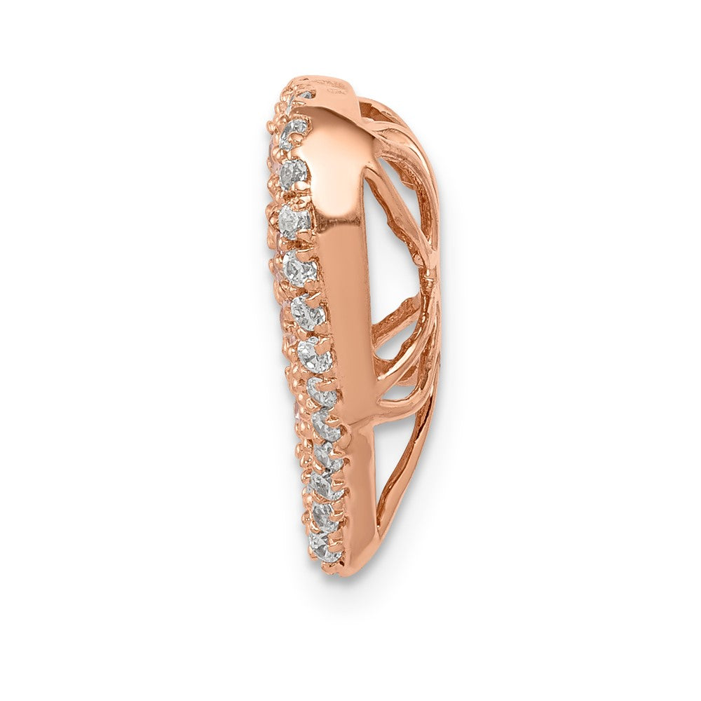 14k Rose Gold Diamond and Pink Sapphire Vintage Heart Chain Slide (1.85 grams)