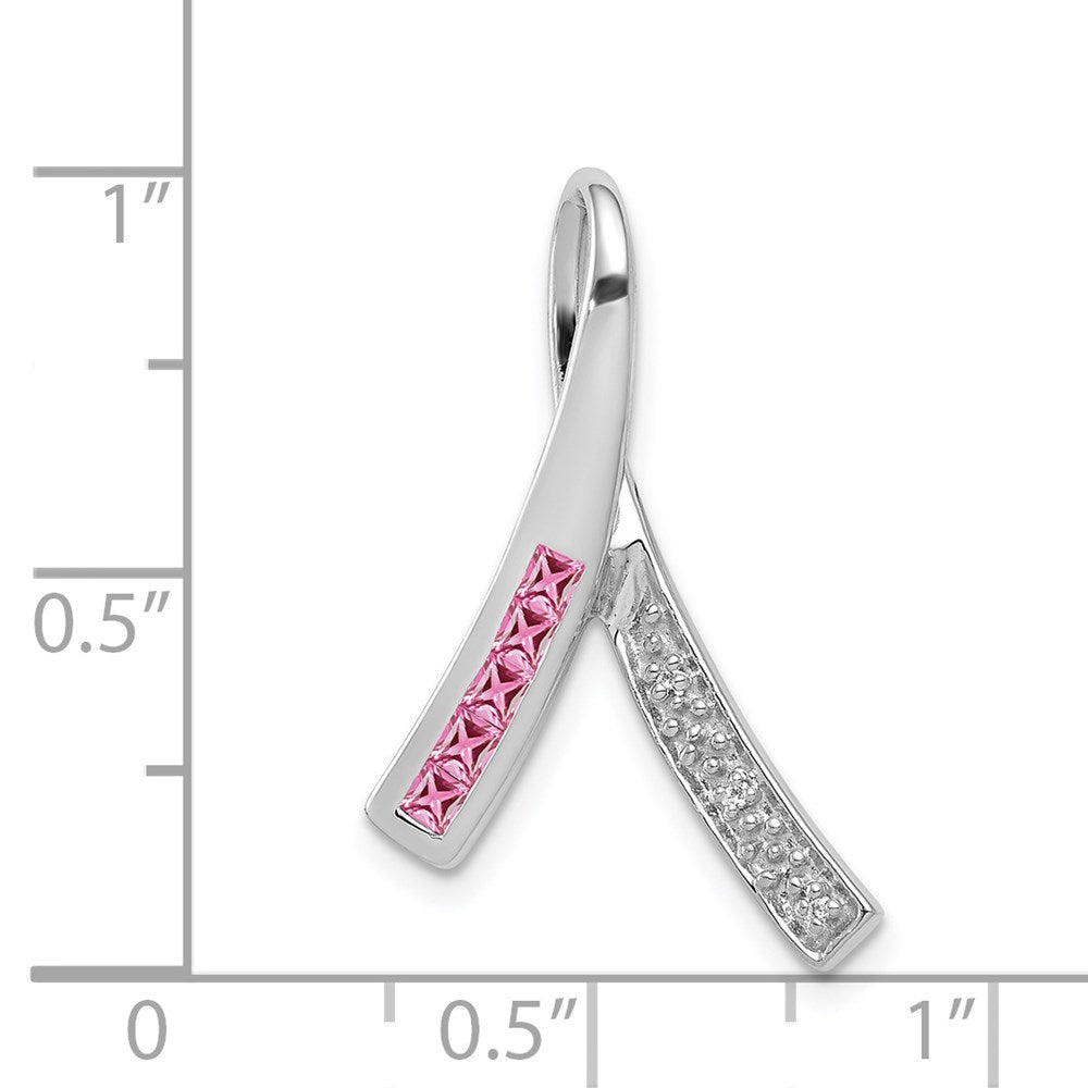 14k White Gold Diamond and Pink Sapphire Pendant (1.75 grams)