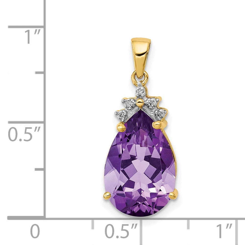 14k Pear 3.55 Amethyst & Diamond Pendant (1.38 grams)