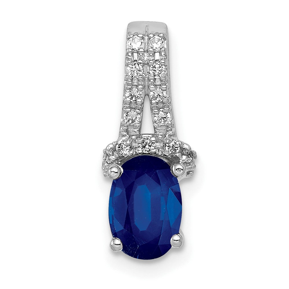 14k White Gold 1/10ct. Diamond and Sapphire Pendant (1 grams)