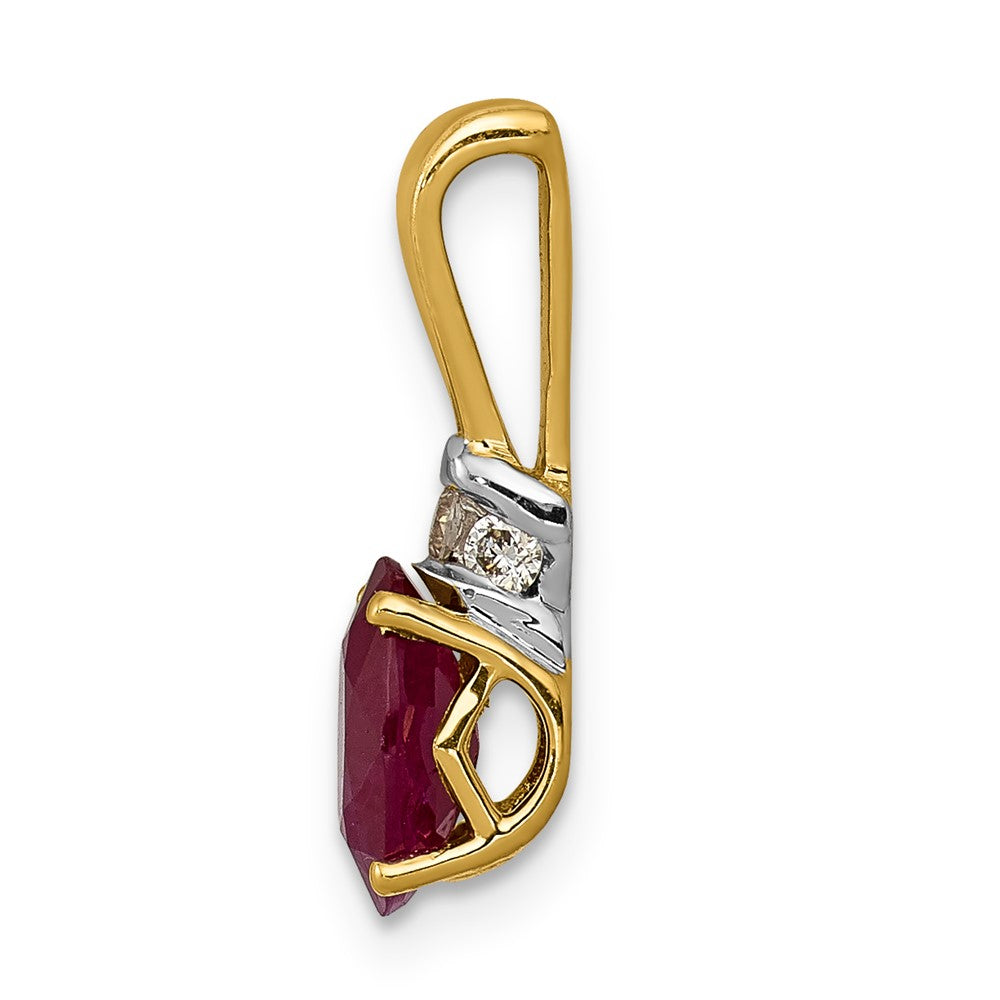 14k w/Rhodium Diamond and .66 Oval Ruby Pendant (0.65 grams)