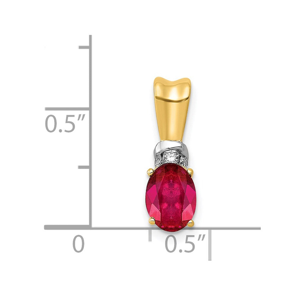 14k w/Rhodium Diamond and .66 Oval Ruby Pendant (0.65 grams)