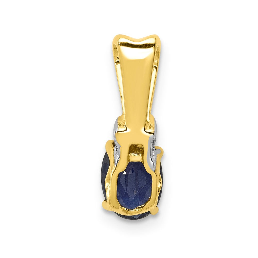 14k w/Rhodium Diamond and Oval Sapphire Pendant (0.65 grams)