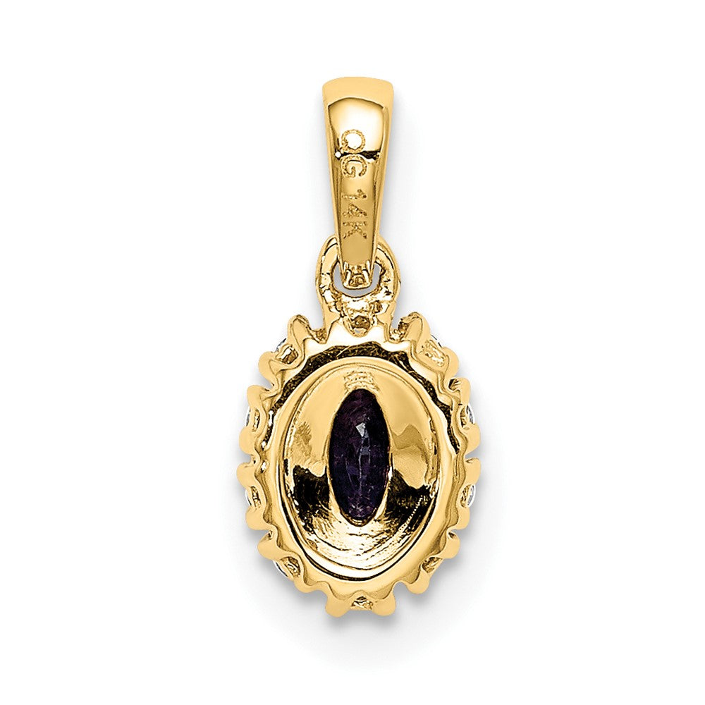 14k and Rhodium Diamond and .32 Sapphire Oval Halo Pendant (0.65 grams)