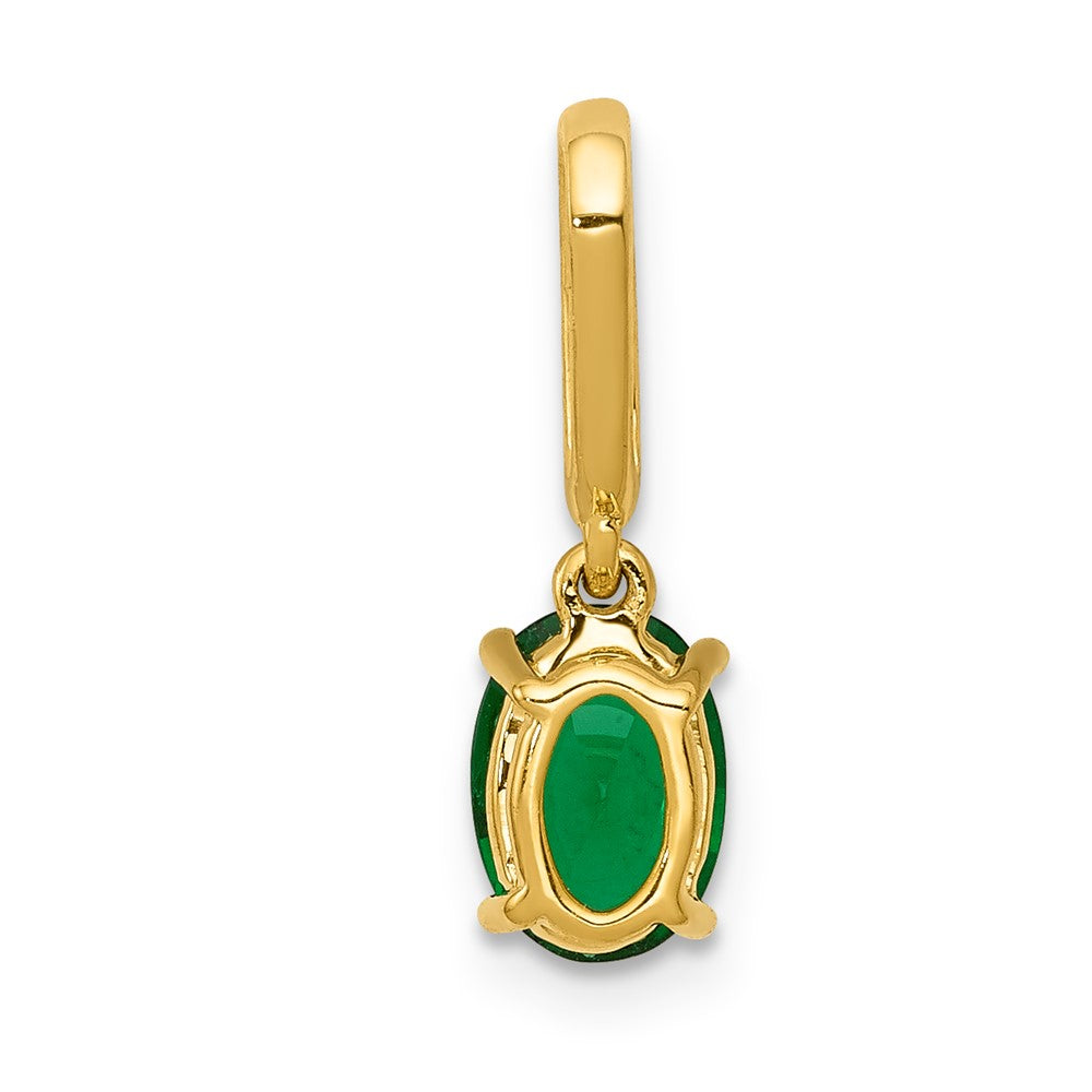14k Diamond and Oval Emerald Pendant (0.45 grams)