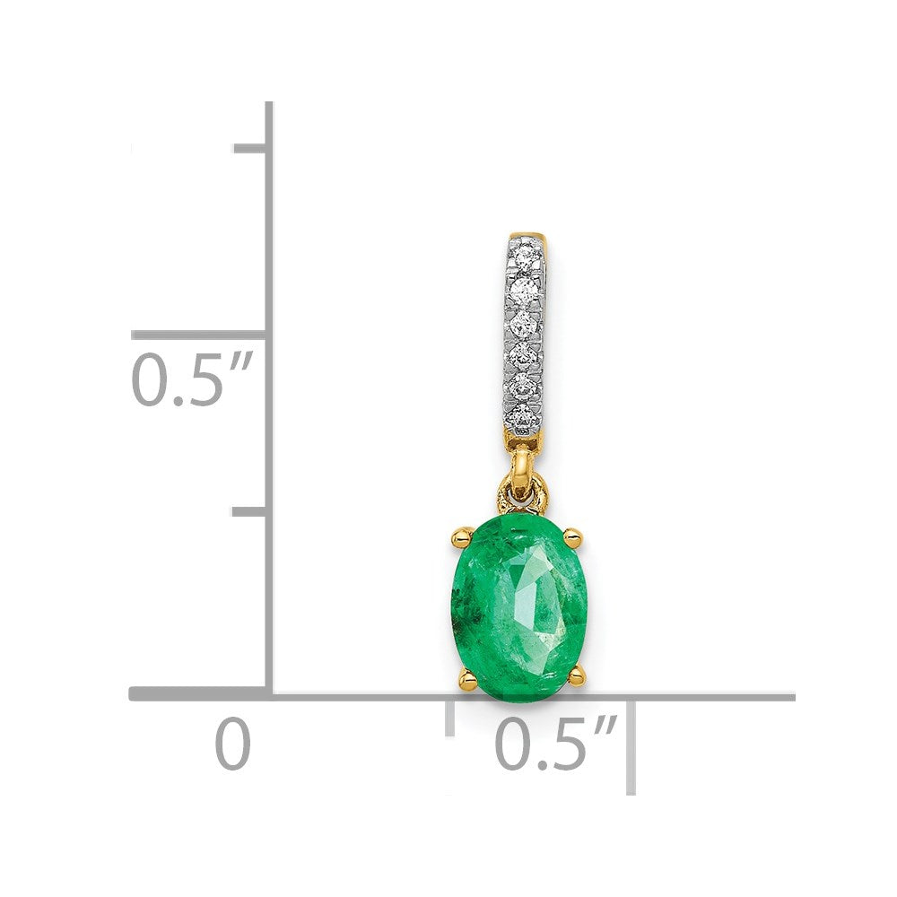 14k Diamond and Oval Emerald Pendant (0.45 grams)