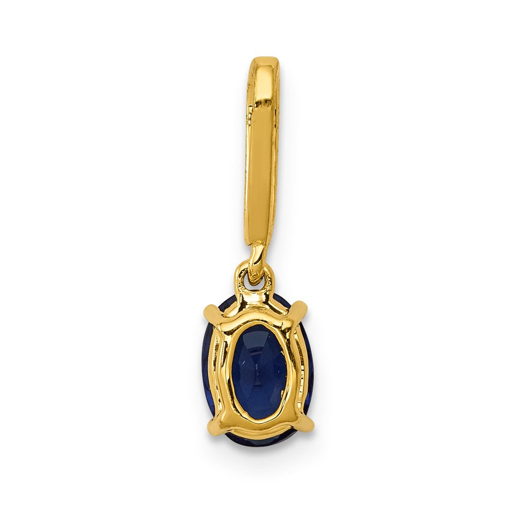 14k Diamond and Oval 1.04 Oval Sapphire Pendant (0.45 grams)