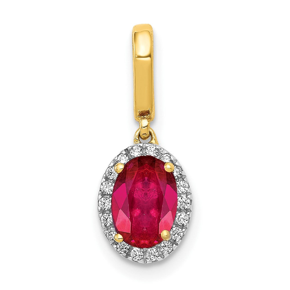 14k Diamond and .99 Ruby Halo Pendant (0.75 grams)