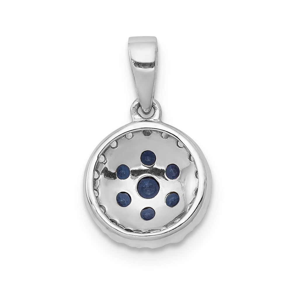 14k White Gold Diamond and Sapphire Circle Pendant (0.9 grams)