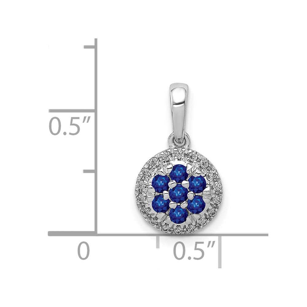 14k White Gold Diamond and Sapphire Circle Pendant (0.9 grams)