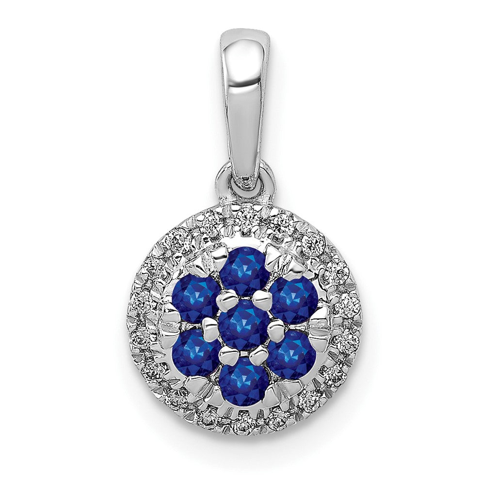 14k White Gold Diamond and Sapphire Circle Pendant (0.9 grams)