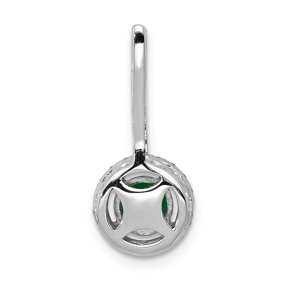 14k White Gold Diamond and Emerald Halo Pendant (1.3 grams)