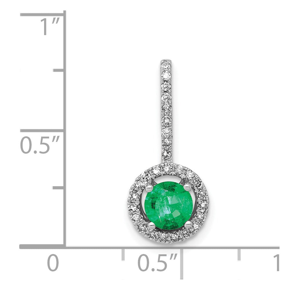 14k White Gold Diamond and Emerald Halo Pendant (1.3 grams)
