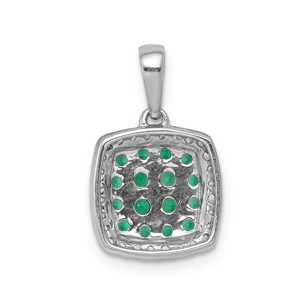 14k White Gold Diamond and .50 Emerald Square Halo Pendant (1.3 grams)