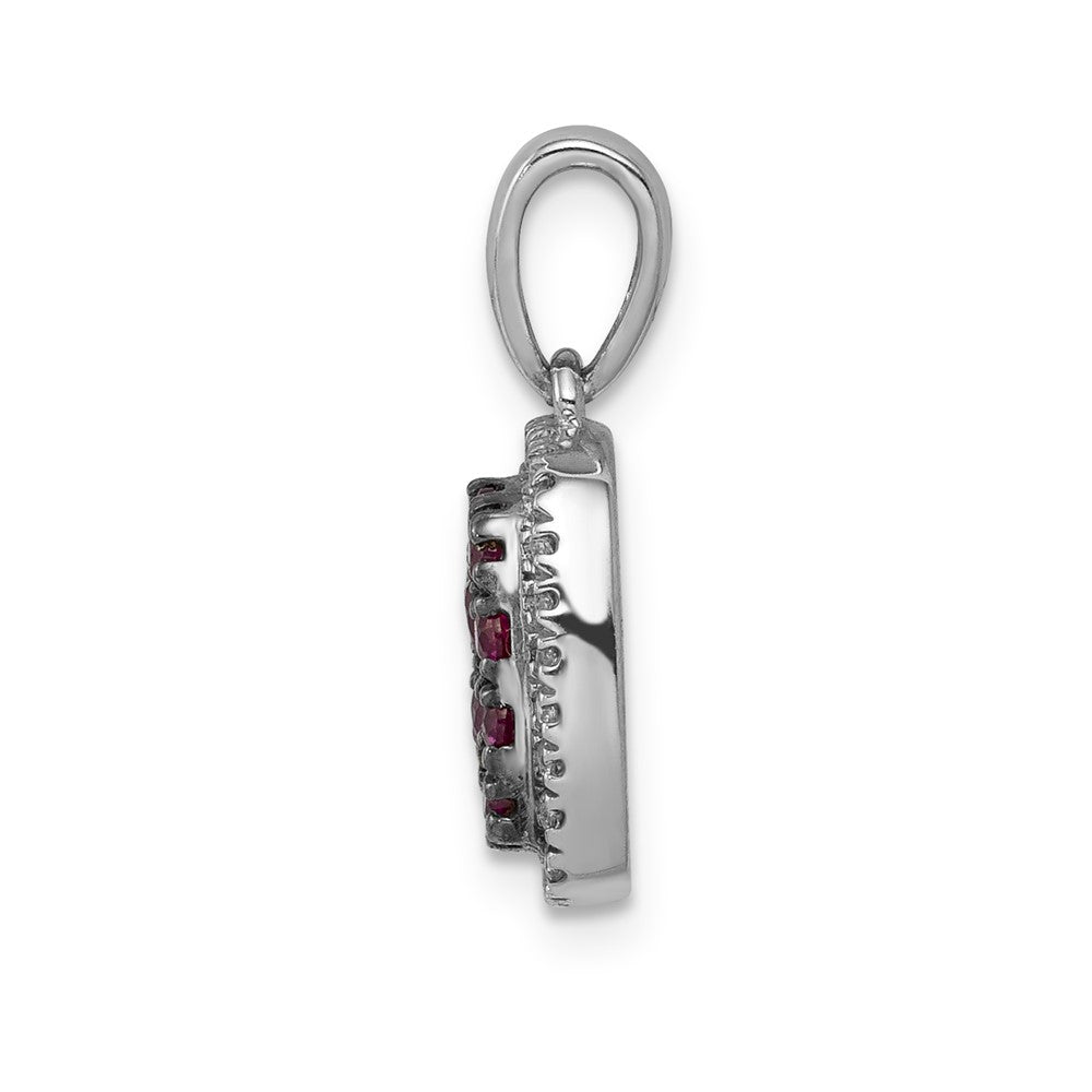 14k White Gold Diamond and Ruby Square Halo Pendant (1.3 grams)