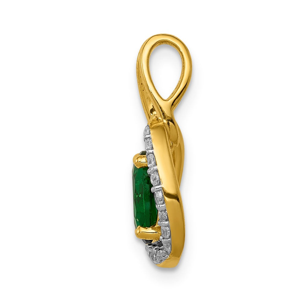 14k Diamond and Oval Emerald Pendant (1.2 grams)