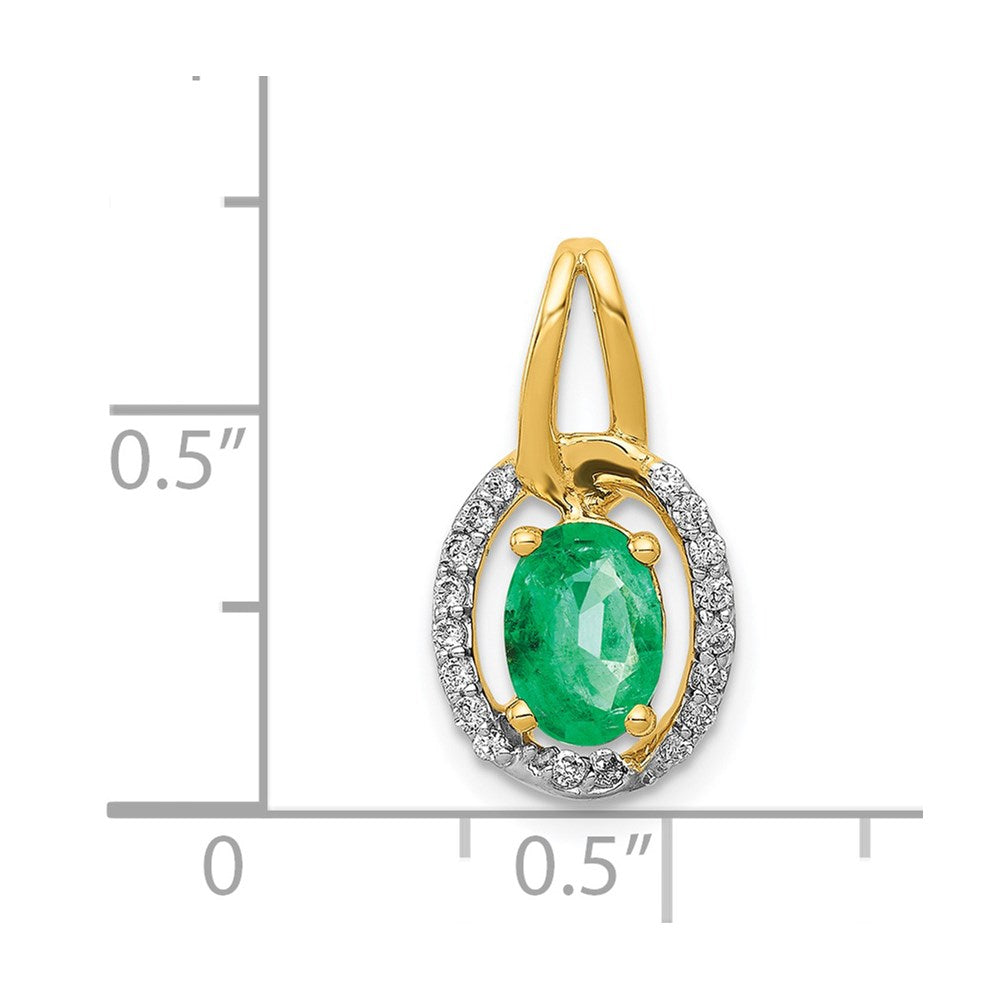 14k Diamond and Oval Emerald Pendant (1.2 grams)