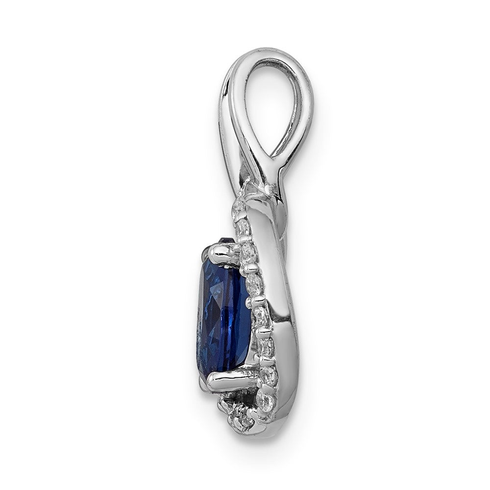 14k White Gold Diamond and .85 Sapphire Halo Pendant (1.2 grams)