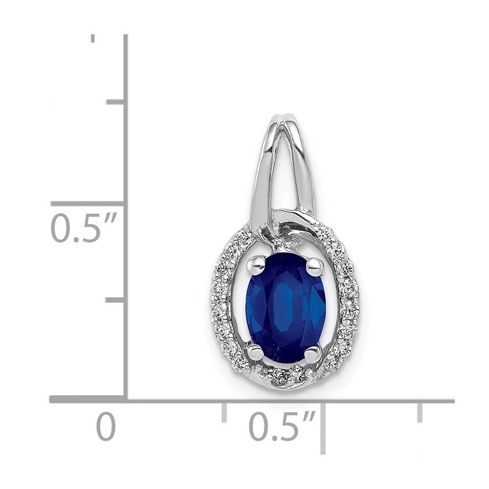 14k White Gold Diamond and .85 Sapphire Halo Pendant (1.2 grams)