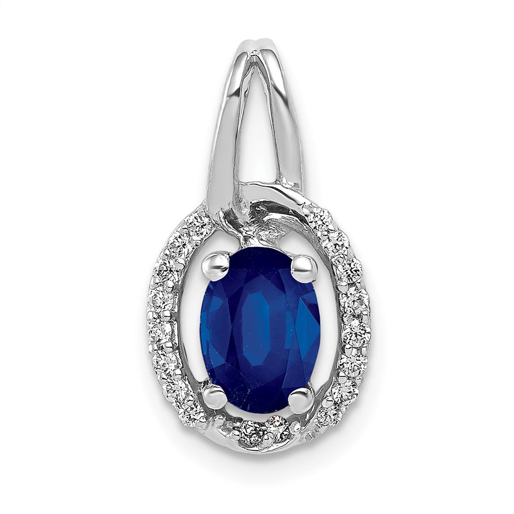 14k White Gold Diamond and .85 Sapphire Halo Pendant (1.2 grams)