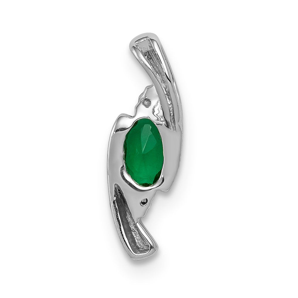 14k White Gold Fancy Diamond and Emerald Pendant (0.55 grams)