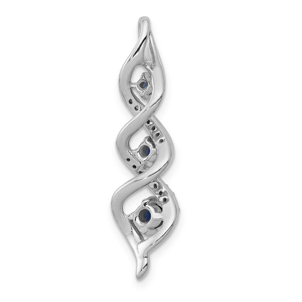 14k White Gold Diamond/.26 Sapphire 3-stone Twisted Chain Slide (2 grams)
