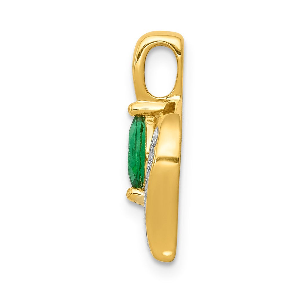 14k Diamond and Marquise Emerald Pendant (1.25 grams)