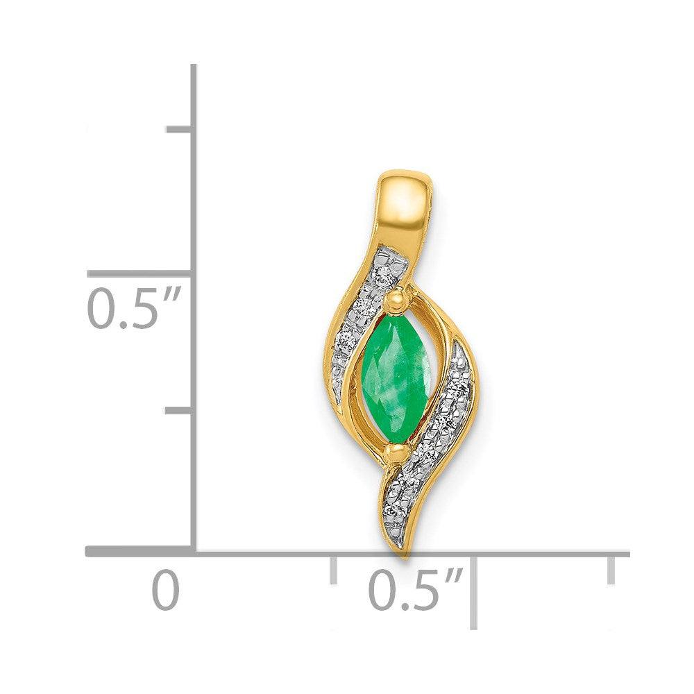 14k Diamond and Marquise Emerald Pendant (1.25 grams)