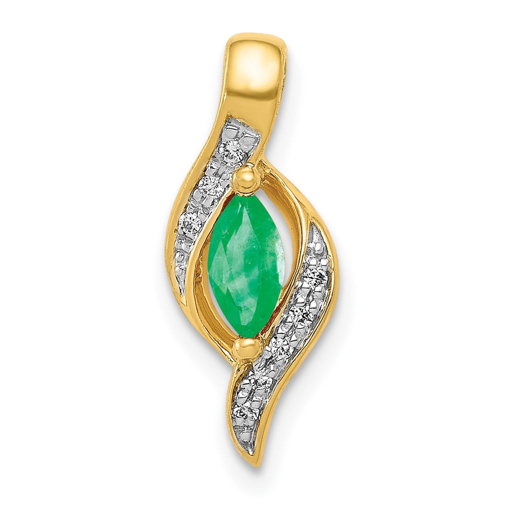 14k Diamond and Marquise Emerald Pendant (1.25 grams)