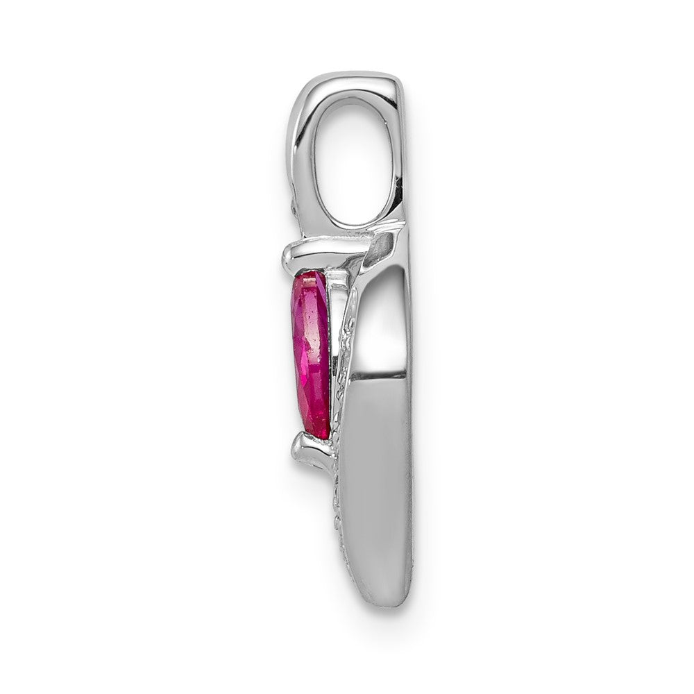 14k White Gold Diamond and Marquise .25 Ruby Pendant (1.25 grams)