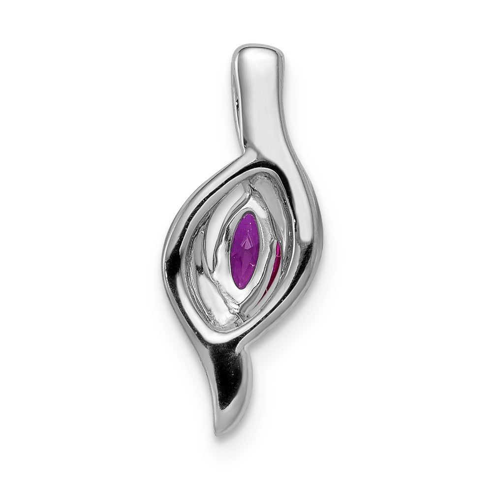 14k White Gold Diamond and Marquise .25 Ruby Pendant (1.25 grams)