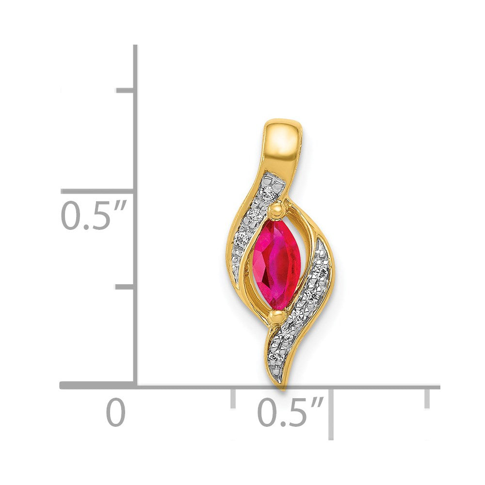 14k Diamond and Marquise .25 Ruby Pendant (1.25 grams)