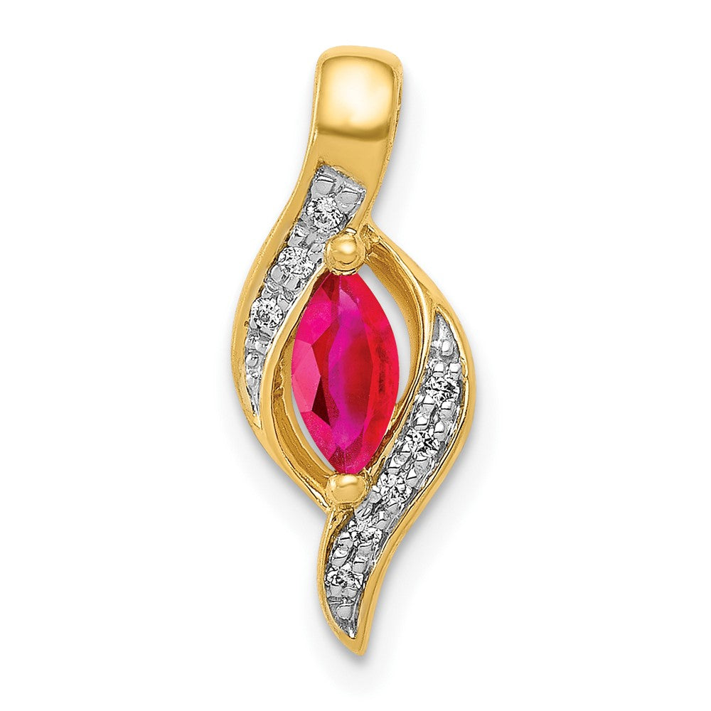 14k Diamond and Marquise .25 Ruby Pendant (1.25 grams)