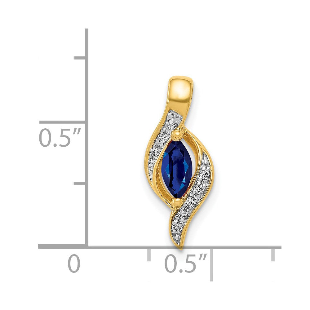14k Diamond and Marquise .29 Sapphire Pendant (1.25 grams)