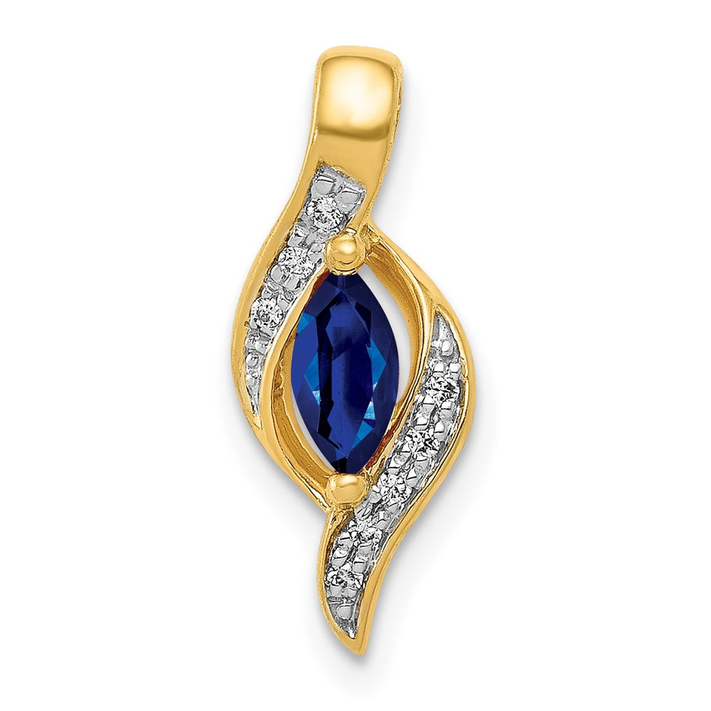 14k Diamond and Marquise .29 Sapphire Pendant (1.25 grams)