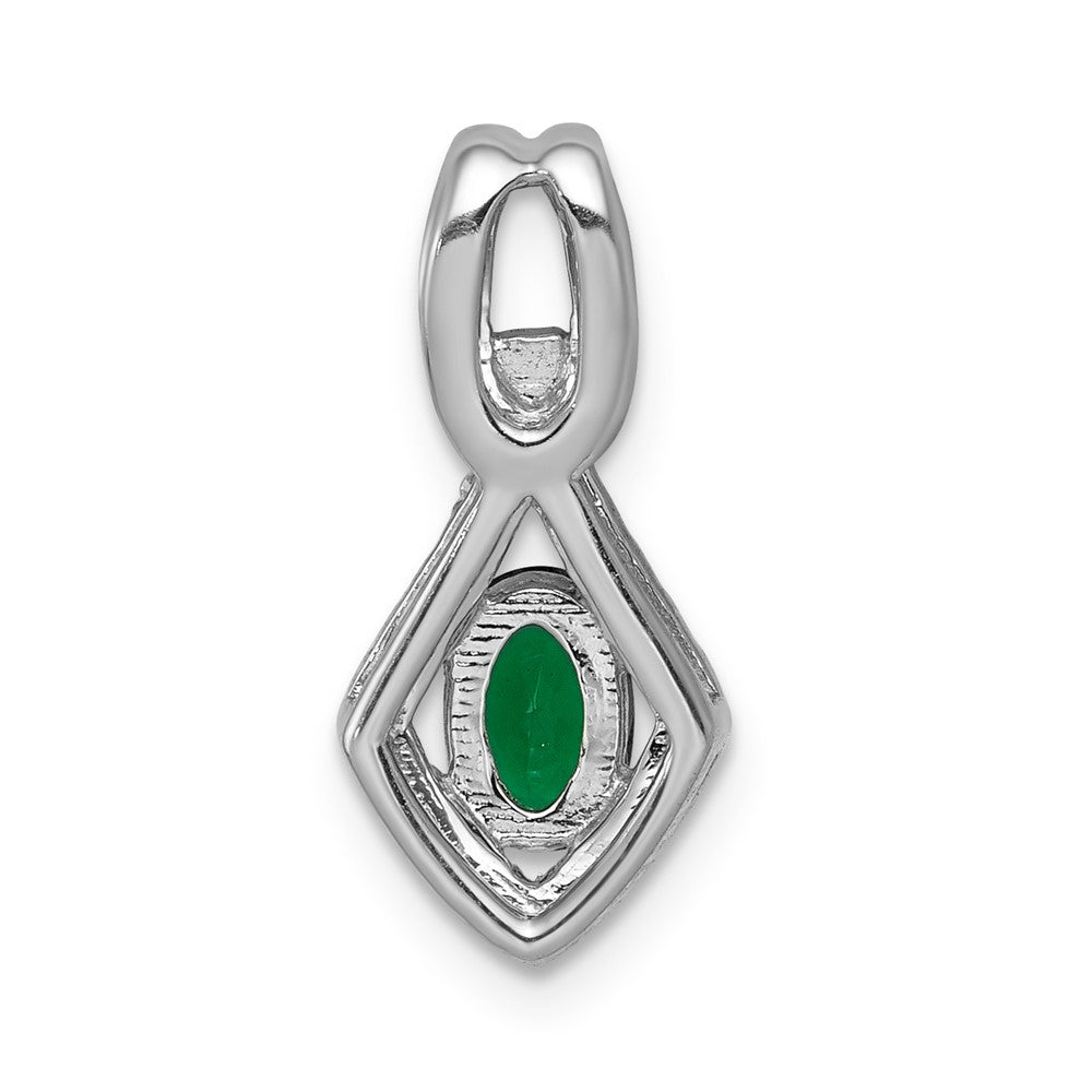 14k White Gold Fancy Diamond and Oval Emerald Pendant (1.1 grams)