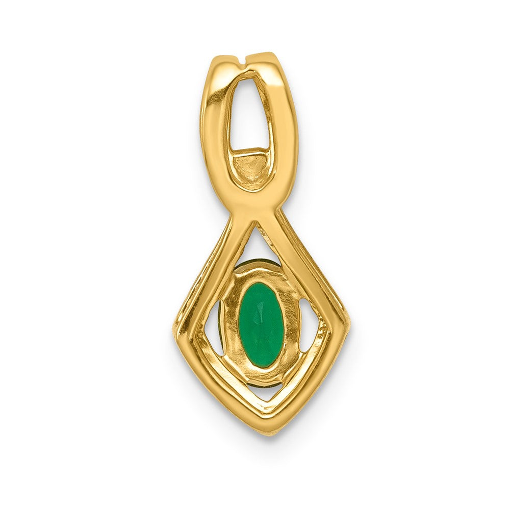 14k Fancy Diamond and Oval Emerald Pendant (1.1 grams)