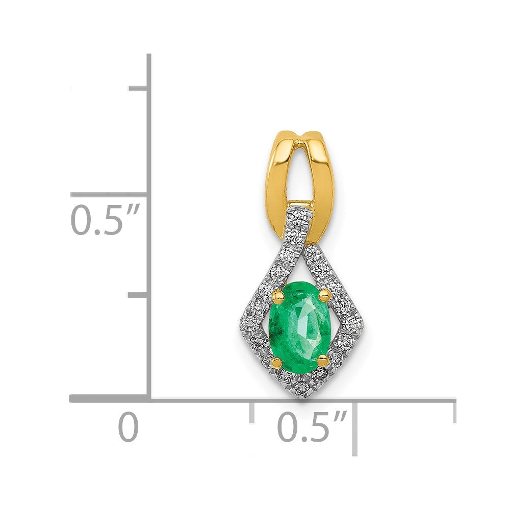 14k Fancy Diamond and Oval Emerald Pendant (1.1 grams)