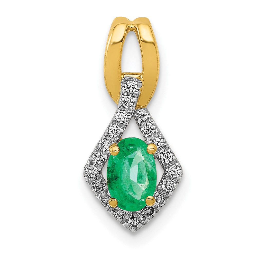 14k Fancy Diamond and Oval Emerald Pendant (1.1 grams)