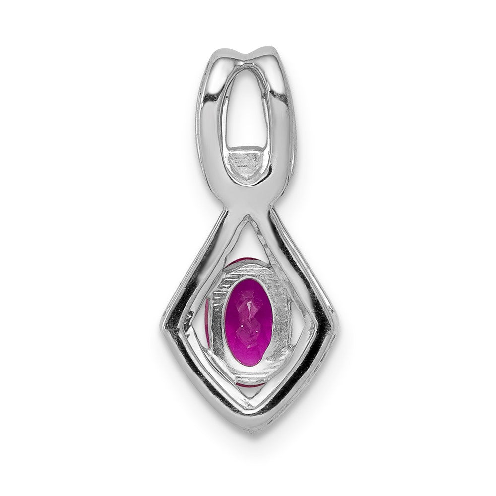 14k White Gold Diamond and .62 Oval Ruby Pendant (1.1 grams)