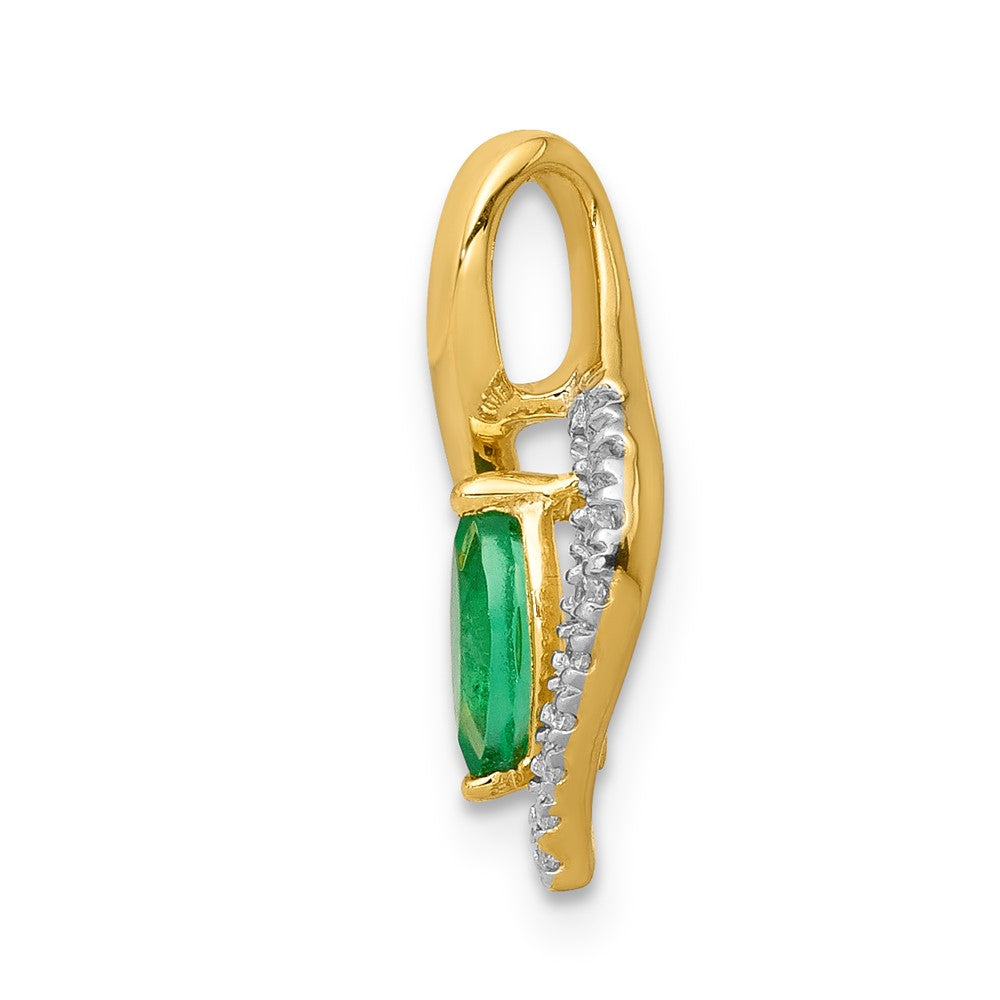 14k Diamond and Marquise Emerald Pendant (0.8 grams)