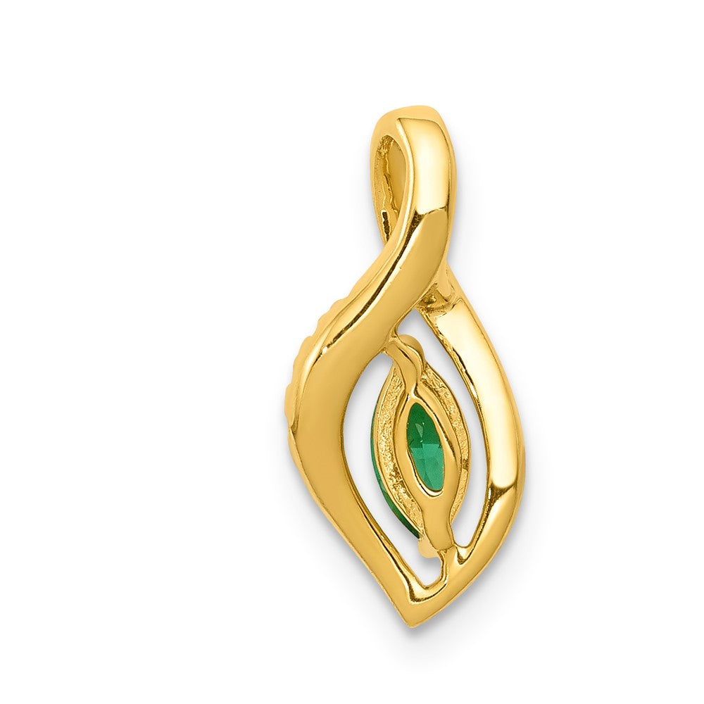 14k Diamond and Marquise Emerald Pendant (0.8 grams)