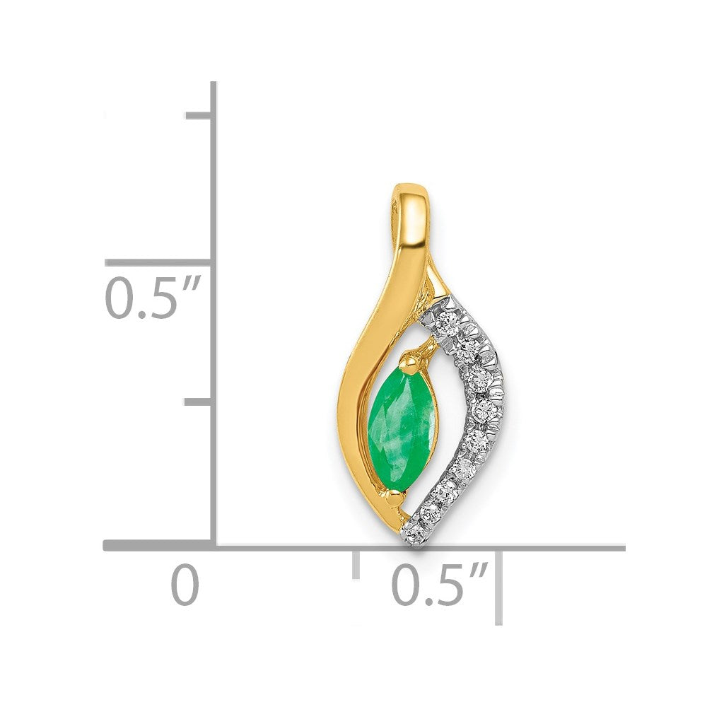 14k Diamond and Marquise Emerald Pendant (0.8 grams)