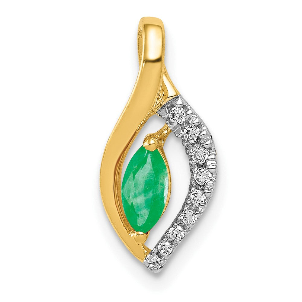 14k Diamond and Marquise Emerald Pendant (0.8 grams)