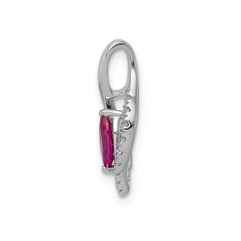 14k White Gold Diamond and Marquise .32 Ruby Pendant (0.8 grams)