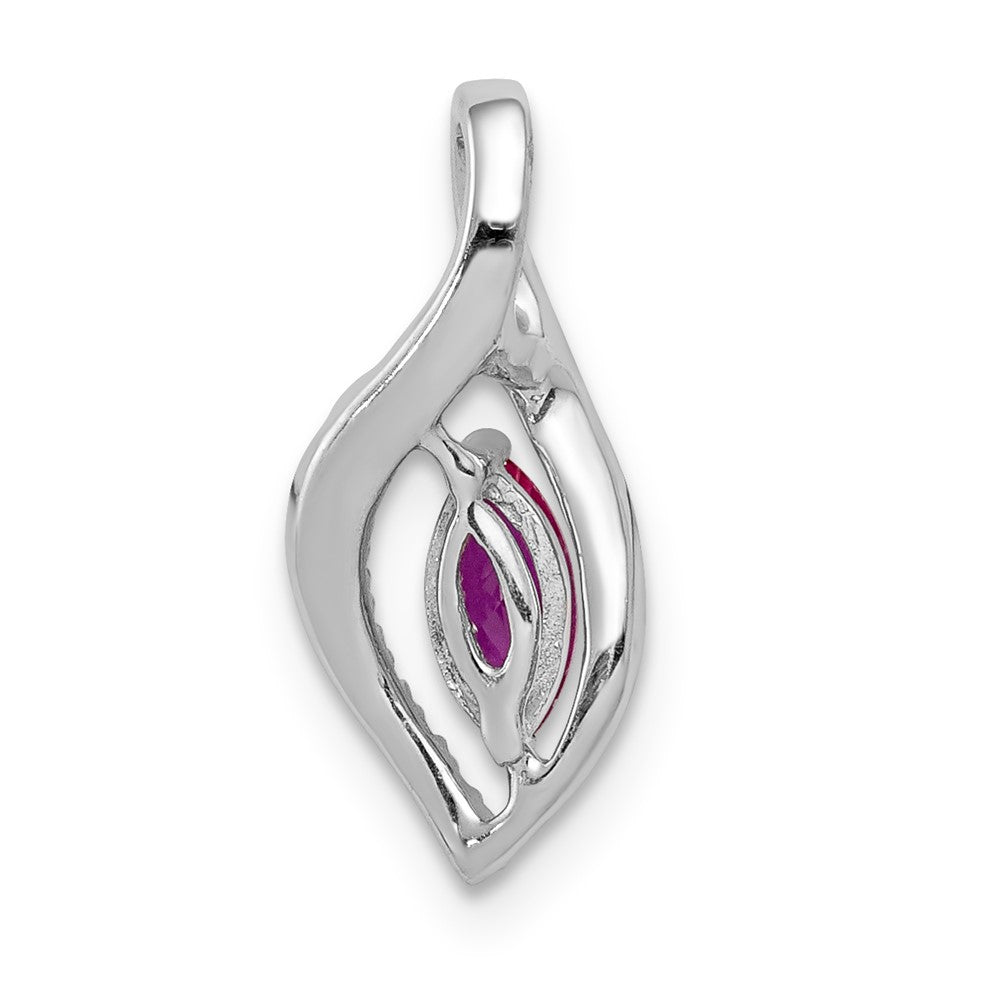 14k White Gold Diamond and Marquise .32 Ruby Pendant (0.8 grams)