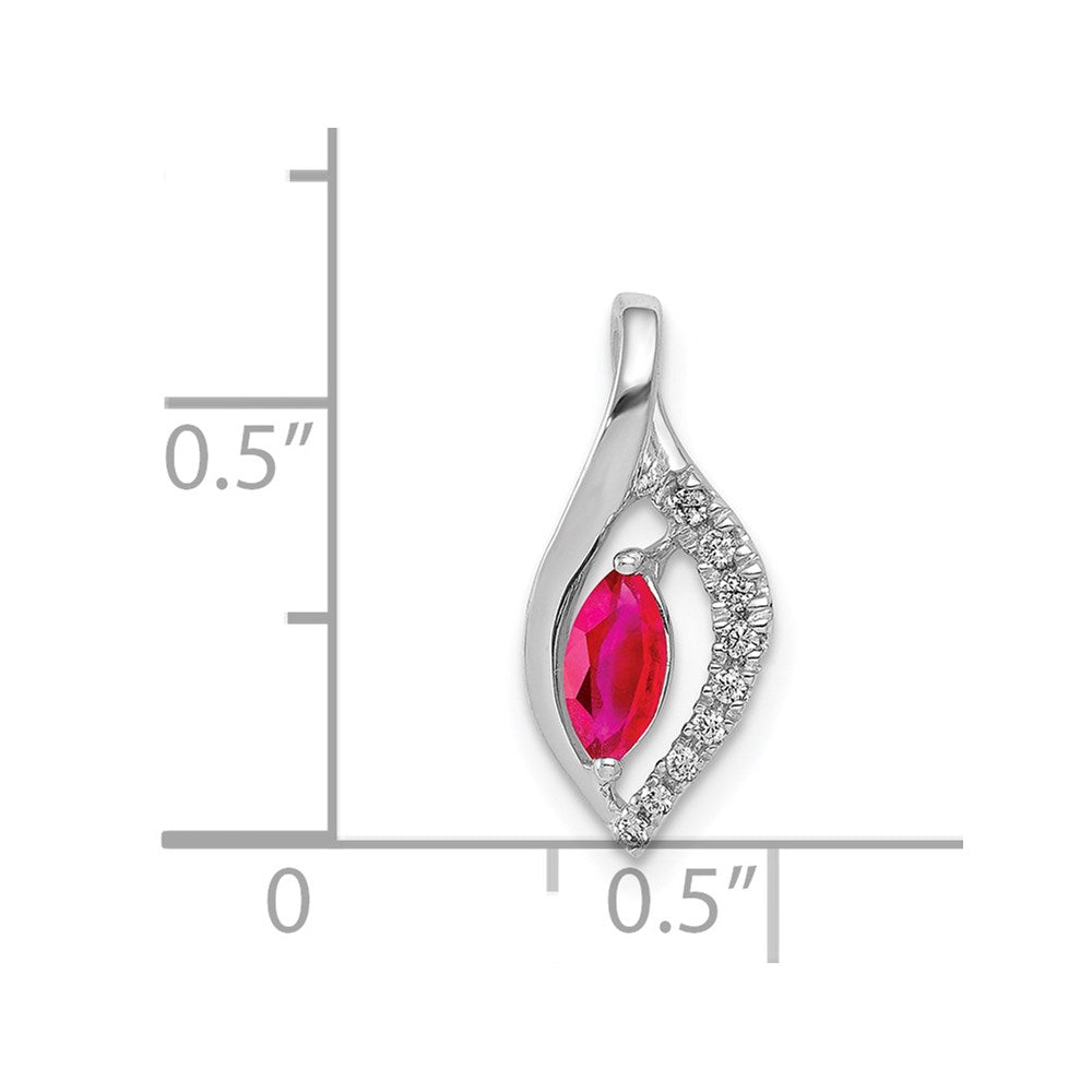 14k White Gold Diamond and Marquise .32 Ruby Pendant (0.8 grams)