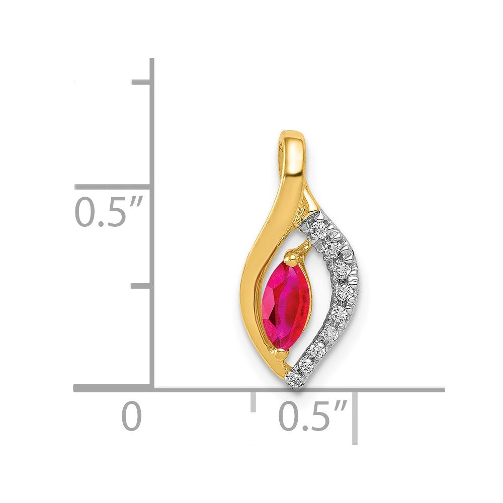 14k Diamond and Marquise .32 Ruby Pendant (0.8 grams)