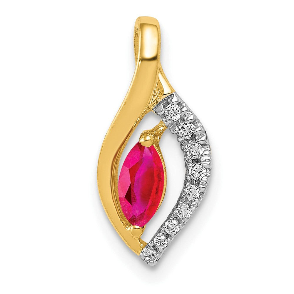 14k Diamond and Marquise .32 Ruby Pendant (0.8 grams)