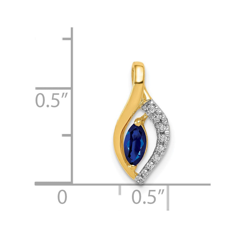 14k Diamond and Marquise .37 Sapphire Pendant (0.8 grams)